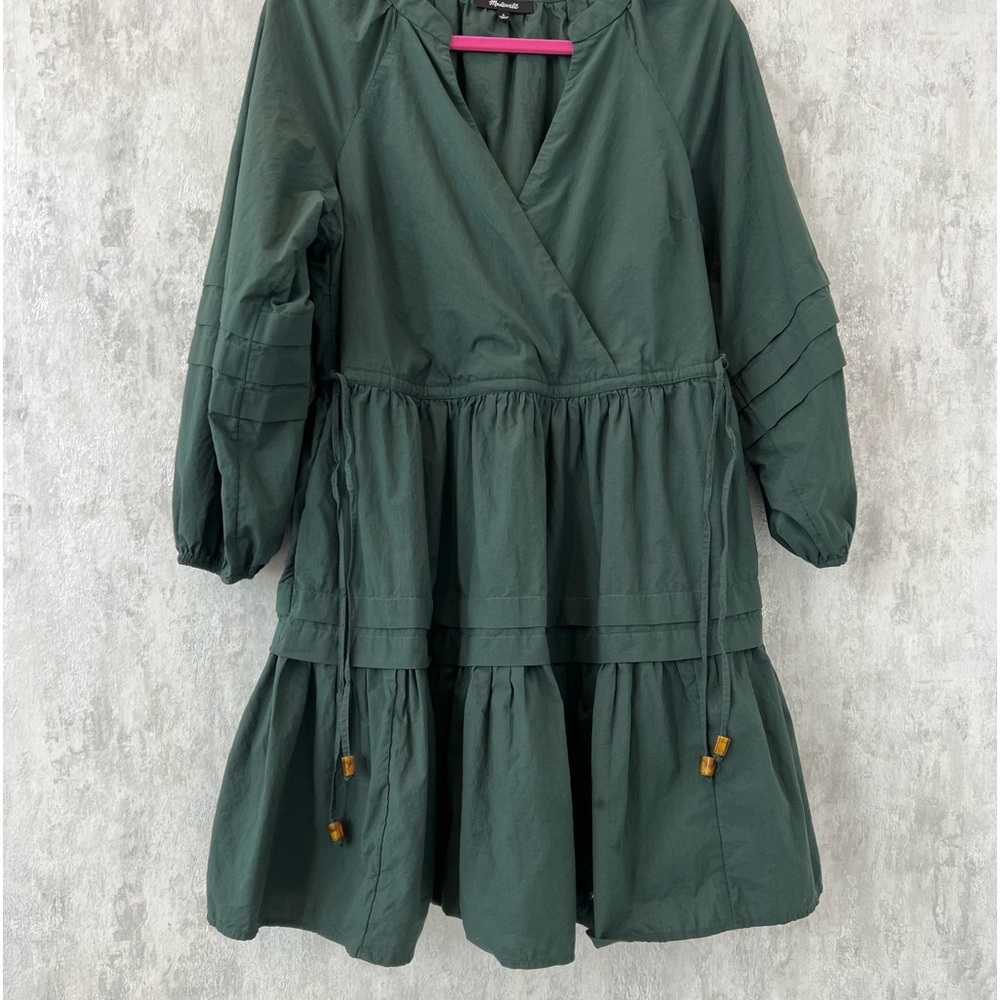 Madewell v-neck green mini dress